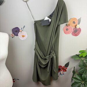 Trouvé Olive Green Shoulder Dress - Size - XS